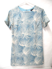 Lulus Womens Dress XS Cancun Calling Dusty Sage Shift Blue Floral Chiffon Mini