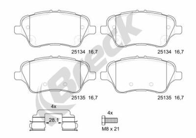 BRECK 25134 00 701 00 Bremsbelagsatz, Scheibenbremse für FORD
