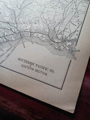 1890 Railroad route map SOUTHERN PACIFIC COMPANY East Coast All Lines Stations 