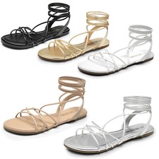Women Fashion Strap Flat Sandals Open Toe Summer Beach Vacation Walking Sandals