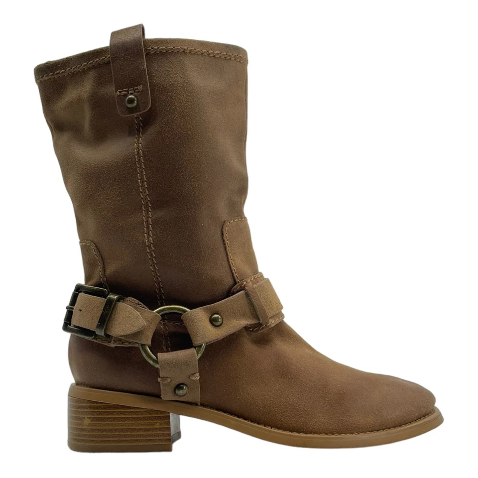 JESSICA SIMPSON Womens 6B 6 B Suede Leather Mid Calf Harness Moto Boots Biker - Image 3 of 4