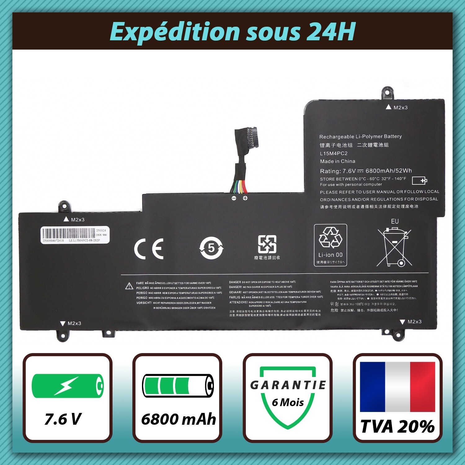 Batterie Lenovo Yoga 710-15ISK haute capacité 6800mAh cellule Lithium