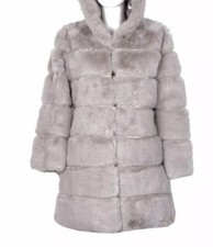 Urban Mist Soft Faux Fur Hooded Coat 200520-3 Size M/l Rrp£88 {z100}
