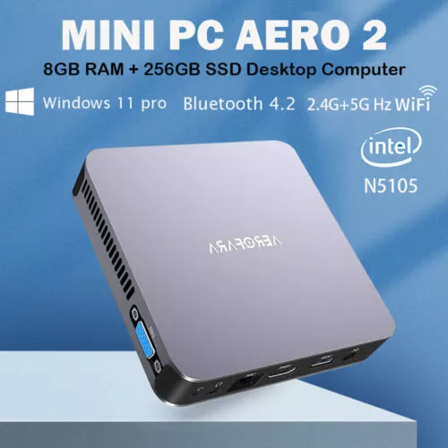 AEROFARA Mini PC Intel Celeron N5105 8GB RAM 256GB SSD Windows 11 Pro  Desktop