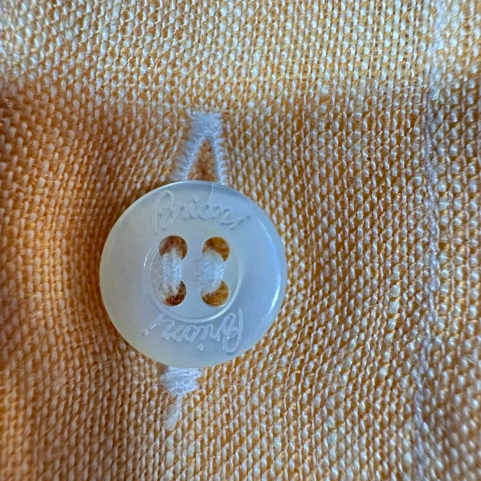 Camisa Vintage Brioni Lino Etiqueta Talla III Italia Naranja Melocotón Años 70 80 Talla L EE. UU. 42 LEER Foto 4 de 4
