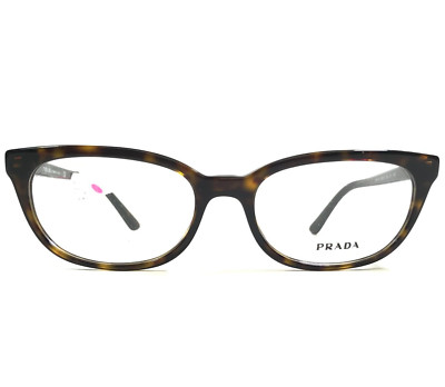 Prada Eyeglasses Frames VPR13V 2AU-1O1 Brown Tortoise Cat Eye Logos 53-17-145