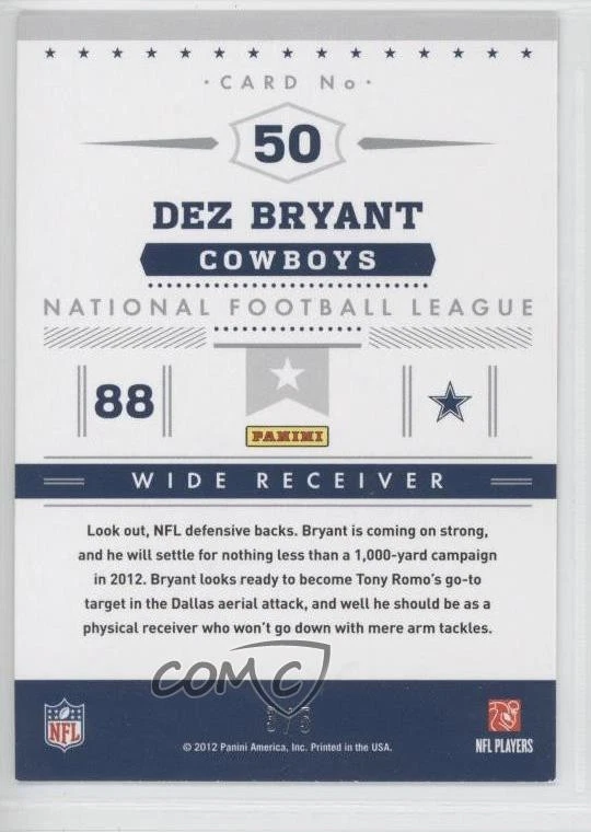 2012 Playoff Prestige Stars of the NFL The National 2012 /5 Dez Bryant #50 - Image 2 of 2