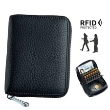 Small Wallet Womens Card Holder RFID Blocking Genuine Leather Mini Bifold Purse