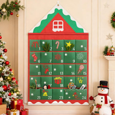 2025 Cottage-Shaped Advent Calendar with 24 Pockets for Christmas Countdown