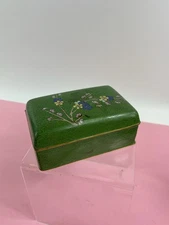 Vintage Cloisonné on Brass Flowers Enamel  5" long Box, weighs 13.8 Oz.