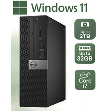 Dell Windows 11 Pro Desktop Computer Tower Intel i7 Up To 32GB RAM 2TB SSD/HDD