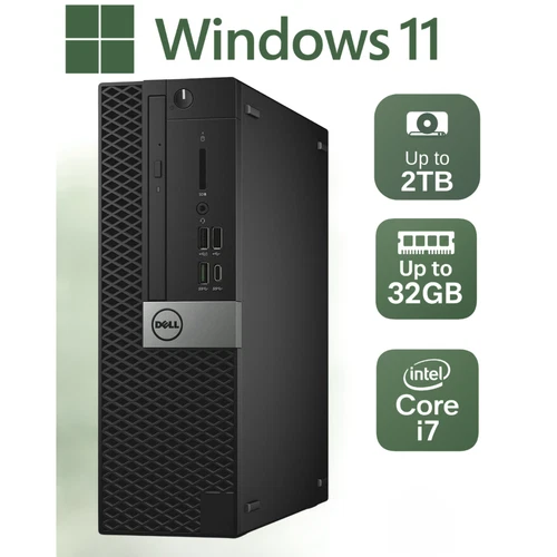 Dell Windows 11 Pro Desktop Computer Tower Intel i7 Up To 32GB RAM 2TB SSD/HDD