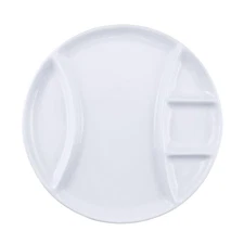 Raclette & Fondue Porcelain Plates - Set of 4 Compartmentalized Appetizer Pla...