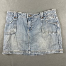 Route 66 Denim Mini Skirt Utility Cargo Y2K Gorpcore Streetwear Light Blue 12