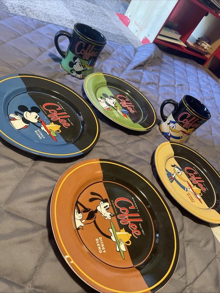 Disney Pato Donald Paquete de 2 Platos y Tazas de Café Colección "Really Swell" Foto 2 de 2
