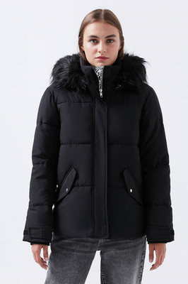 MAVI Damen Jacke Winterjacke JACKET WITH FUR, Schwarz, M