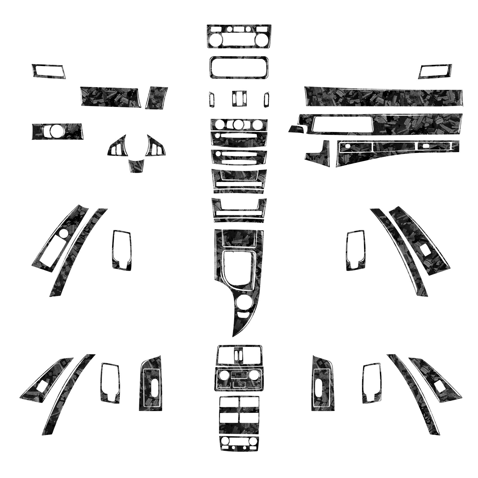 76Pcs Forged Carbon Fiber Kits Full Interior Trim Set For BMW 5 Series E60 04-07