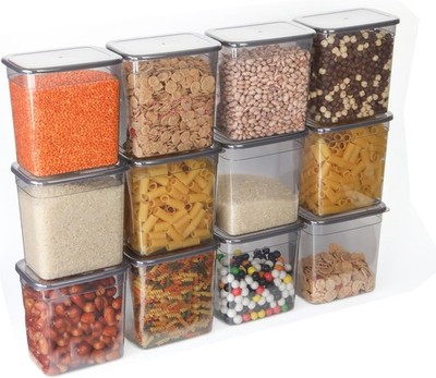 Storage Jars with Lid Airtight Set of 12 Containers BPA-Free for Cereal Flour
