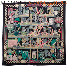 HERMES Carrege en Carre 140 LES TROPHEES Cashmere Silk Multicolor