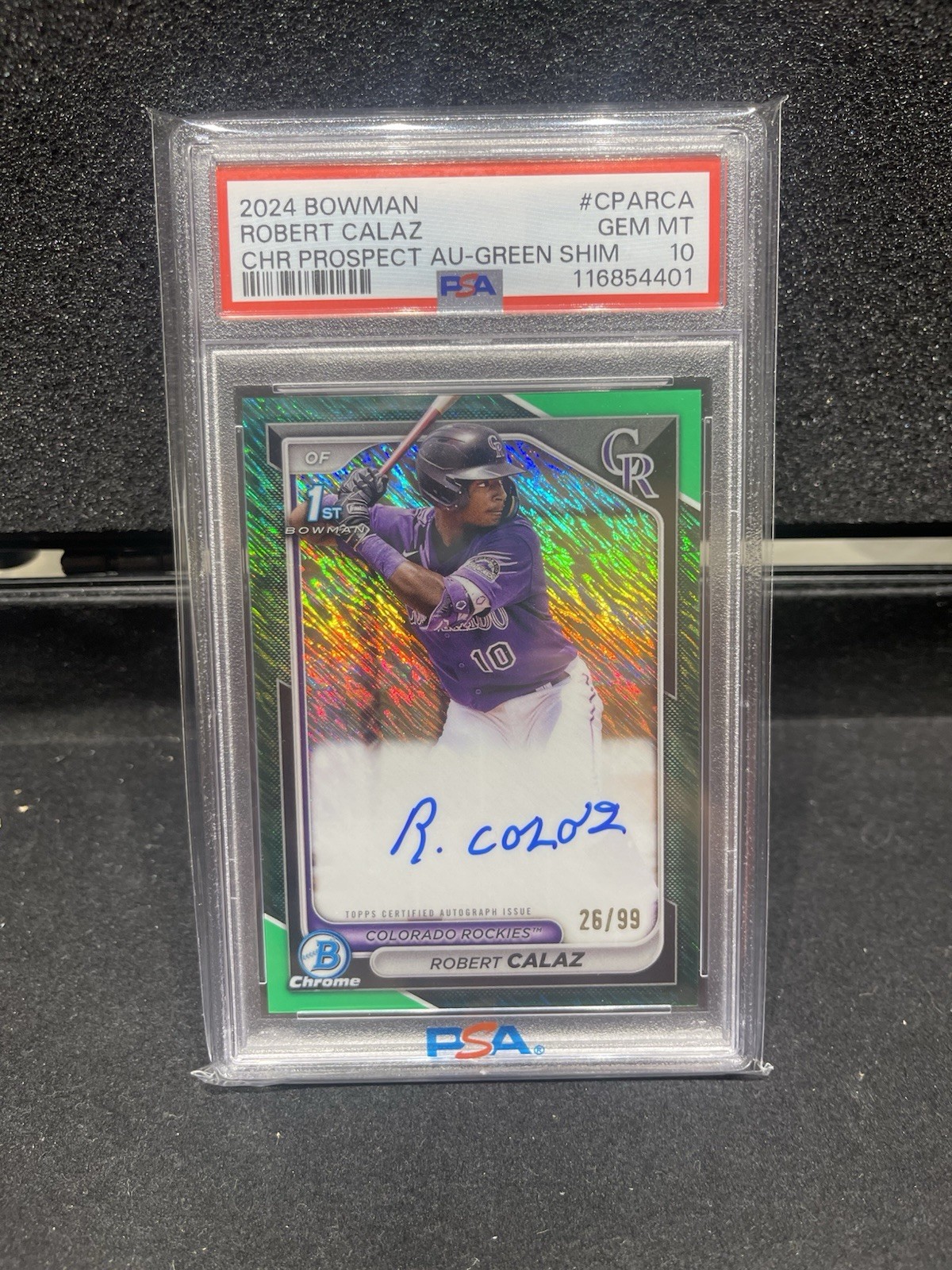 Robert Calaz 1st Bowman Chrome Auto Green Shimmer /99 - PSA 10 - 2024 Bowman RC