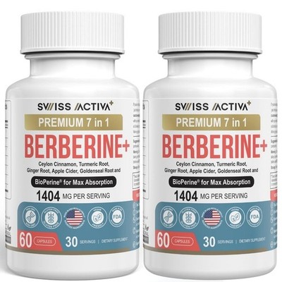 Swiss Activa+ Labs Organic Berberine Supplements 7-in-1 with BioPerine  | Cey...