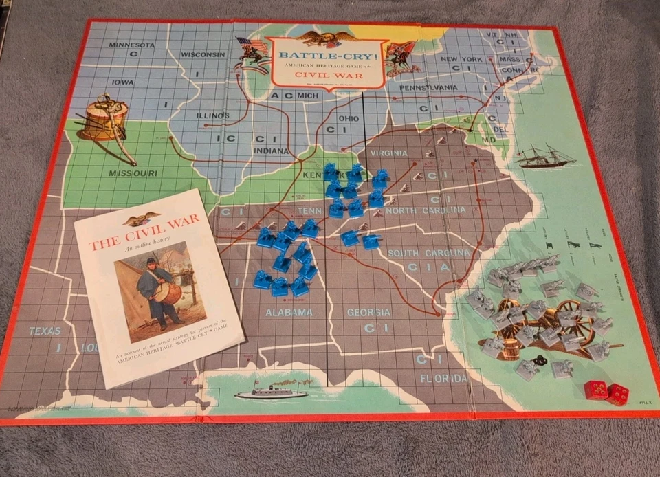 1961 Battle-Cry Board Game Inconplete Parts Lot Vintage American Heritage  - Image 4 of 4