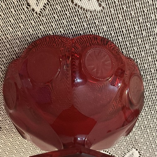 Fostoria Coin Glass Ruby Red Compote Footed Dish 3.75" Tall - Picture 5 of 5
