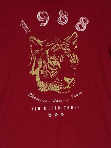 Ted Baker, Ted Baker Size 4 Tiger Graphic T Shirt Red 1988 100% Cotton Size L Vintage