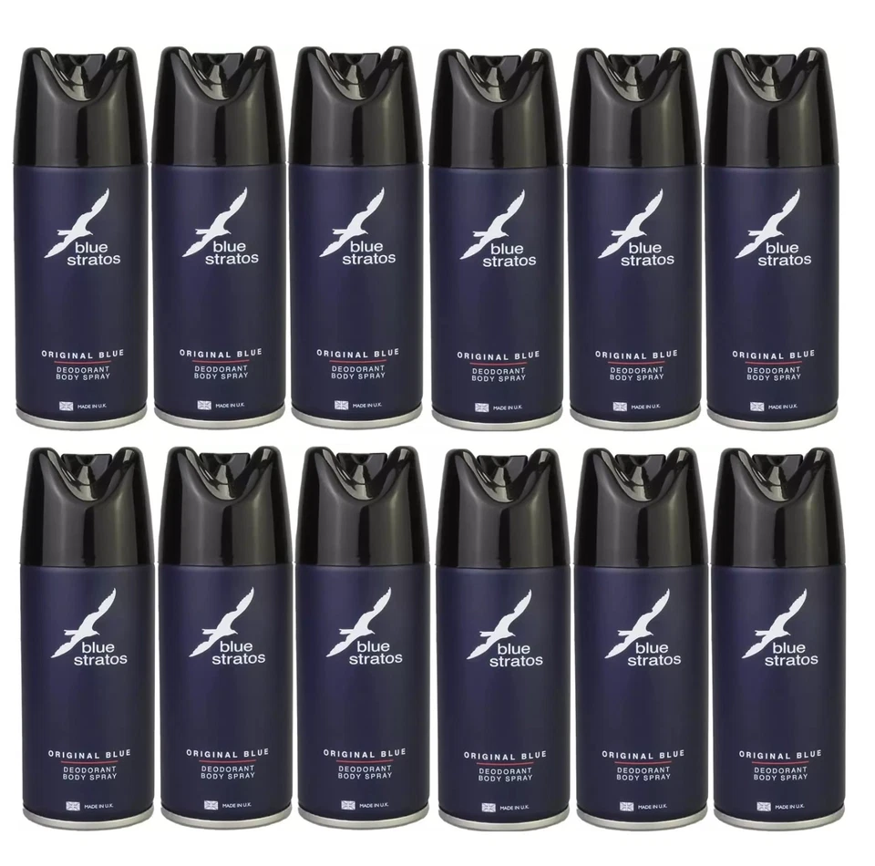 12 x Blue Stratos Original Blue Deodorant Body Spray 150ml
