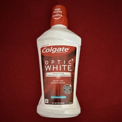 Colgate Optic White Mouthwash Icy Fresh Mint Teeth Whitening 32 fl oz