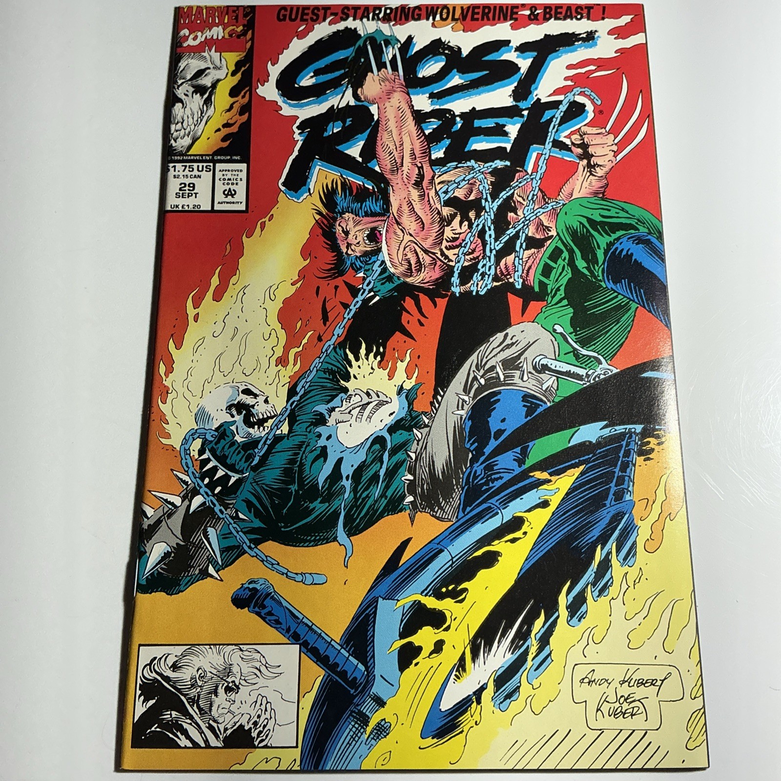 Ghost Rider #29 1992 NM Wolverine & Beast Howard Mackie Adam Kubert Joe Kubert
