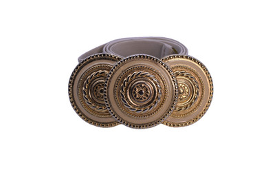 Nani Lewis Vintage Gold Cream Triple Medallion Belt