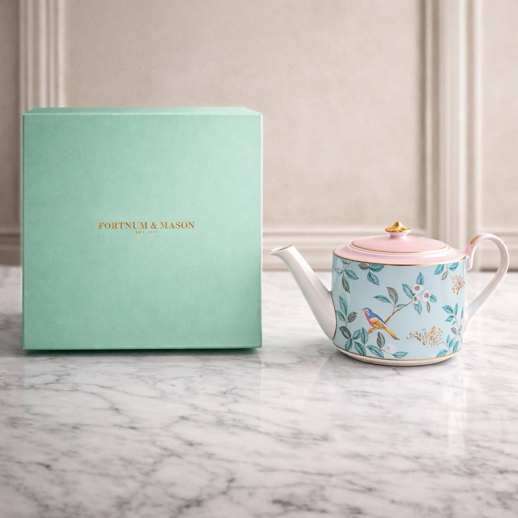 Fortnum & Mason Camellia Teapot – Fine Bone China, 24k Gold, NEW in Gift Box