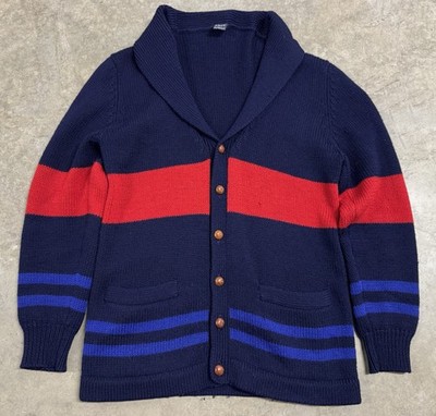 Vintage Gant Wool Cardigan Sweater Mens M Striped Shawl Collar Button Thick Knit