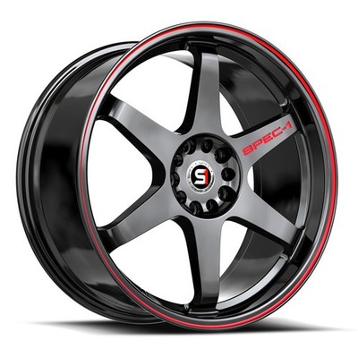 18x10.5 Spec-1 SPT-33 Gloss Black Red Line Wheels 4/5 Lug Blank (-8mm) Set of 4