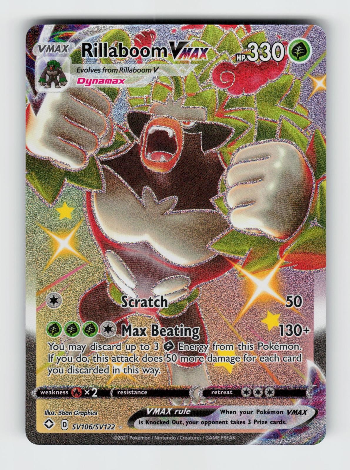 Rillaboom VMAX SV106/SV122 Holo VMAX Rare Shining Fates Shiny Vault Pokemon NM