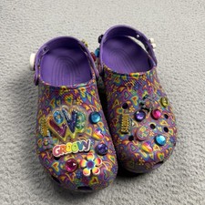 Crocs Shoes Clogs Womens 9 Lisa Frank Limited Edition Purple Heart Print M 7