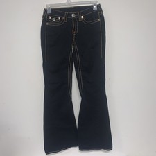 Vtg True Religion Joey Super T Womens 29 Black Denim Y2K Twisted Seem Flare USA
