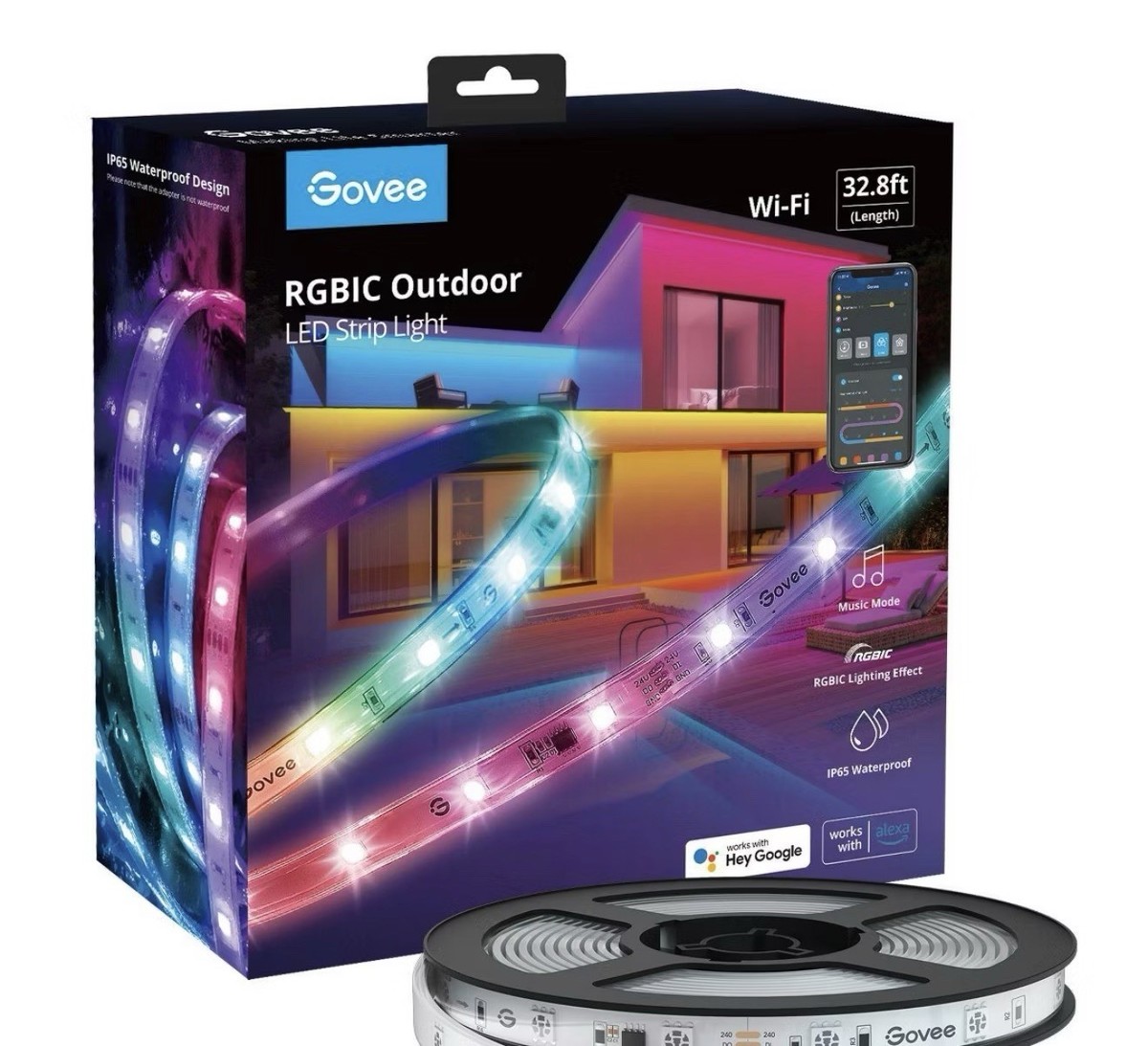 Govee Outdoor Strip Light EVO 32.8ft WIFI RGBIC Light Strip H616C