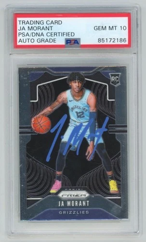 JA MORANT Memphis Grizzlies Signed 2019 Panini Prizm ROOKIE Card 249 PSA AUTO 10