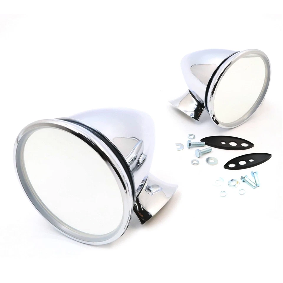 NUEVO PAR DE ESPEJOS RETROVISORES CROMADOS 2 PIEZAS IZQUIERDA DERECHA Para LANCIA AURELIA 1950-1958 Foto 3 de 4