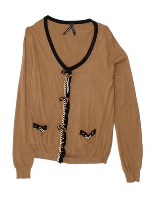 ROCCOBAROCCO Womens Cardigan Sweater UK 12 Medium Brown Viscose BN08