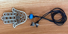Hamsa (Khamsa) Hand Necklace – Boho Protection Amulet with Blue Ceramic Bead