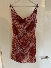 Cider Rust Bandana Print Mini Slip Dress Size L