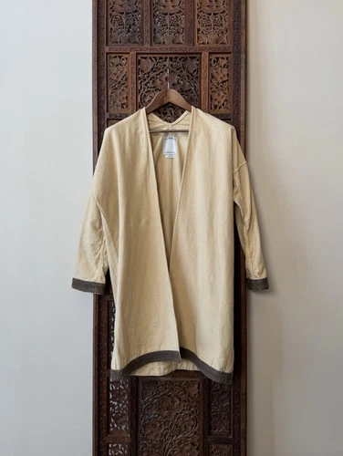 Visvim Sanjuro Coat Cream Brushed Cotton Flannel Wool Linen Trim Size 2 Japan - product listing photo