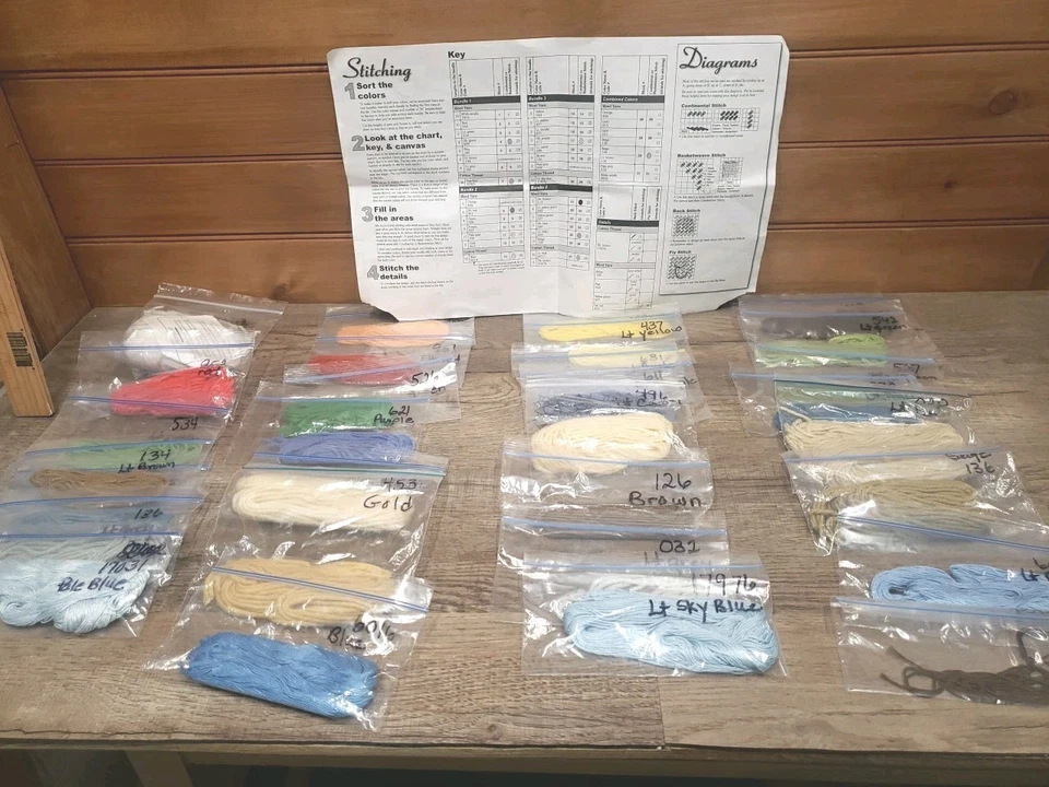 Dimensions Stamped Cross Stitch Quilt Kit 70-03242 At the Beach 43x34 Opened Box - Image 3 of 4