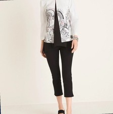 Beautiful Women's Cotton Size 3 Chico's White ArtisanDesign Lined Blazer Jacket