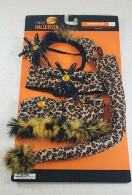 Halloween Cat Accessories Cheetah Leopard Cosplay Headband Choker Tail Cuffs NEW