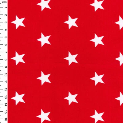 ROSE & HUBBLE Cotton Fabric - Red & White Star Print - Craft Fabric Material Metre