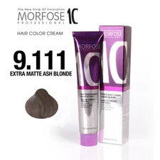 MORFOSE 10 HAIR COLOR CREAM 9.111 EXTRA MATTE VERY LIGHT ASH BLONDE 3.38OZ M1035